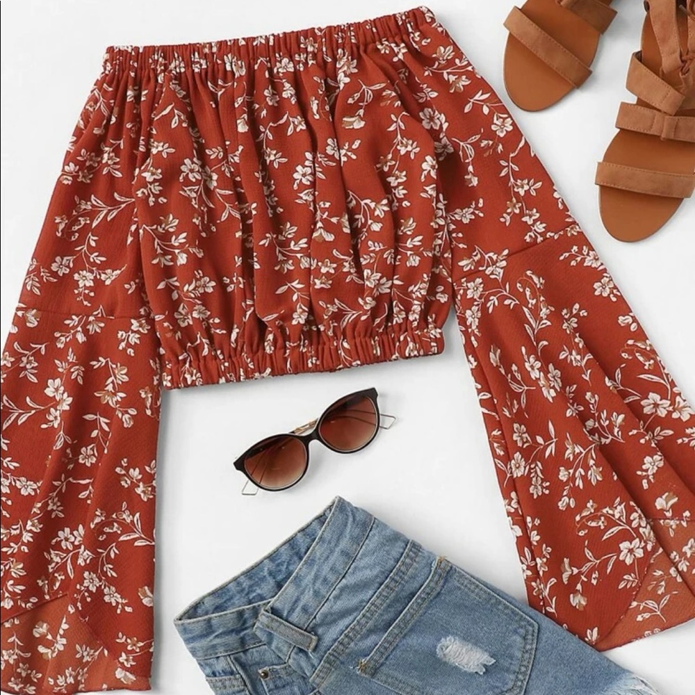 off the shoulder crop top shein